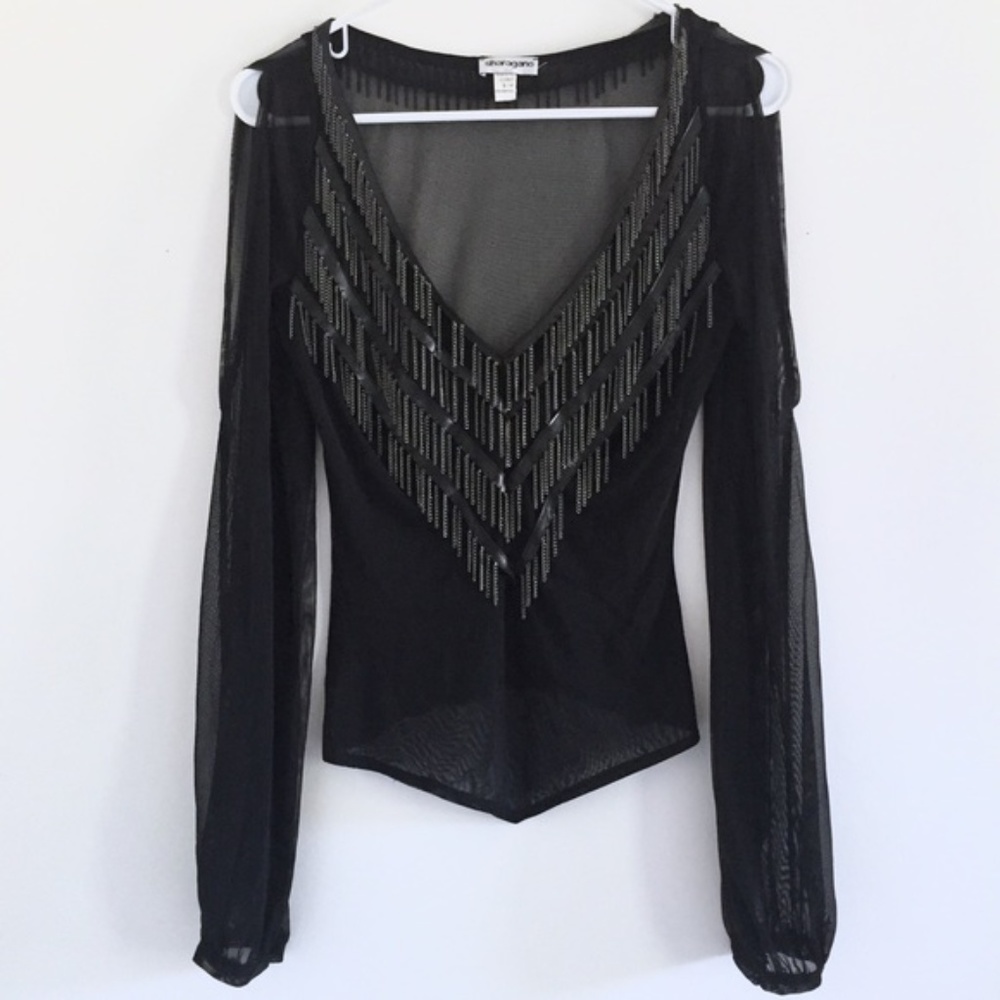 ❤️ Boho Cold Shoulder Sheer Black V Neck